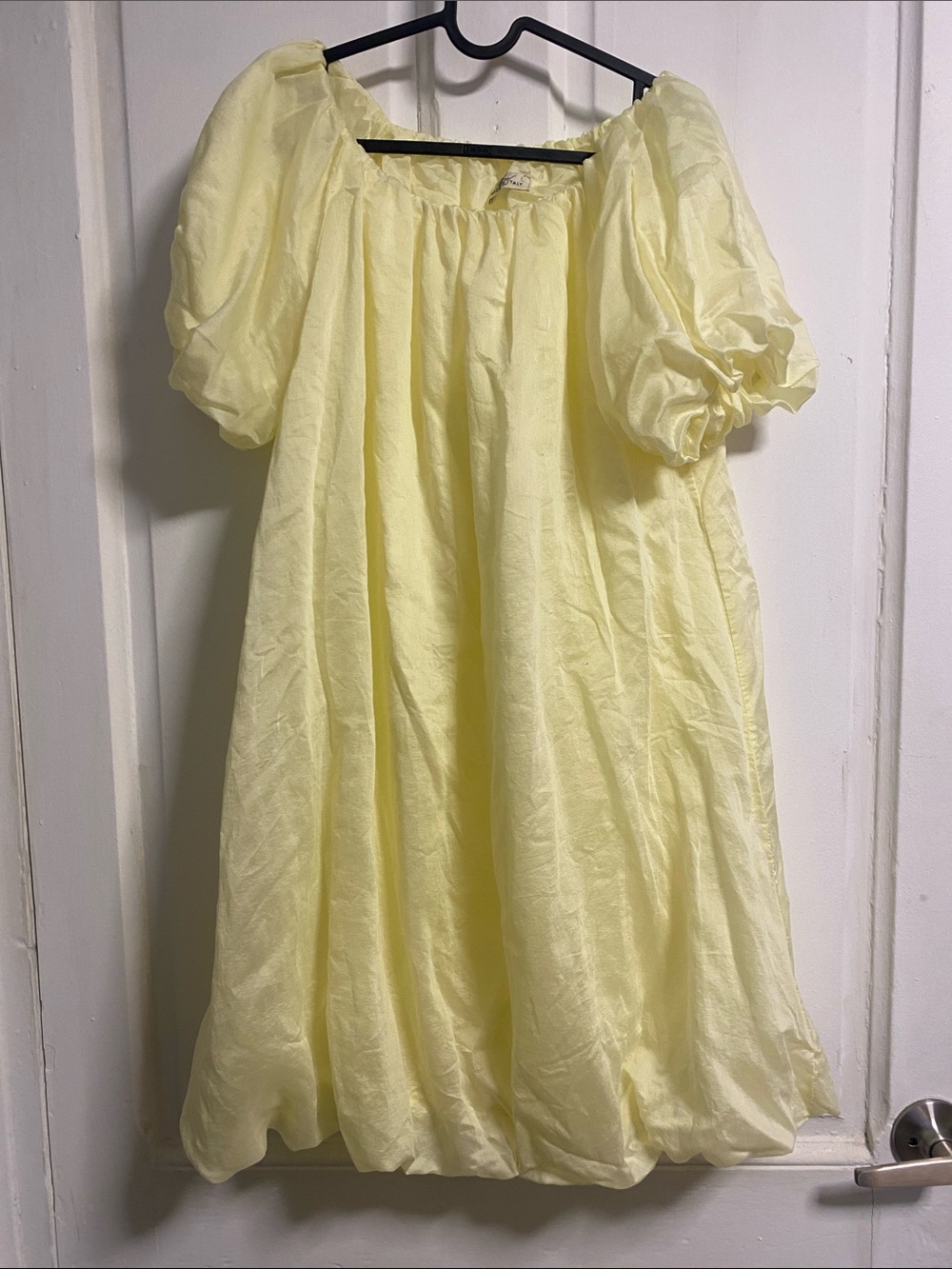 Mini' Puff Sleeve Bubble Hem Yellow Dress